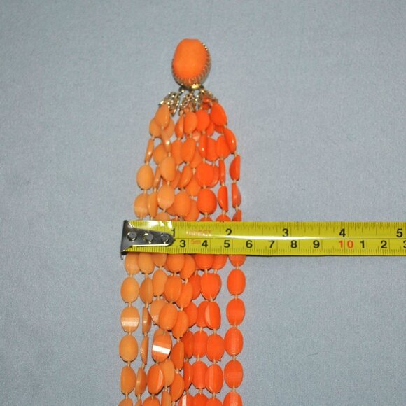 Vintage Orange Multistrand Necklace Plastic Beads 10 Strand layered Necklace - Picture 11 of 12